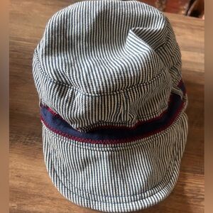Railroad style striped Paige boy hat.